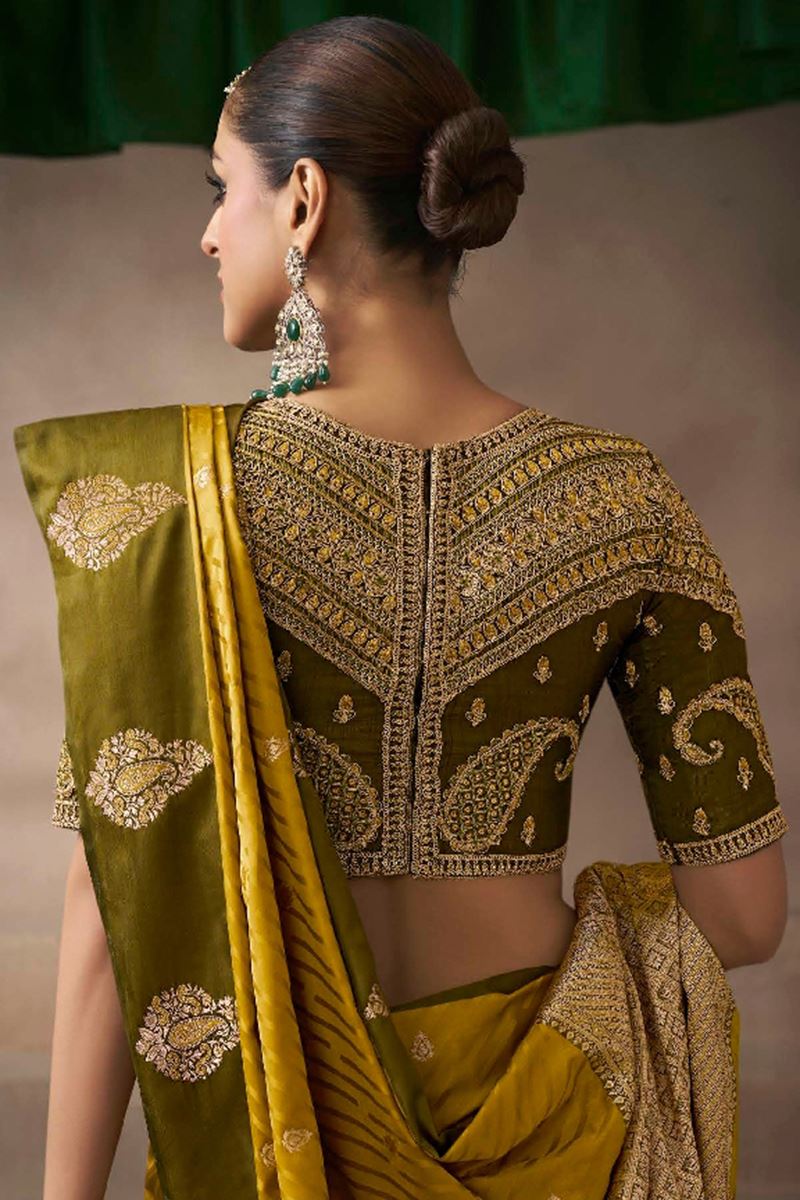 Mesmerizing Pure Satin Silk Designer Saree for Haldi, Wedding, and Reception