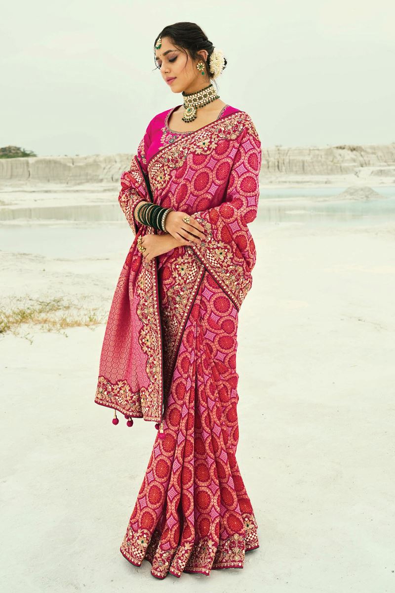 Delightful Pure Georgette Designer Saree for Reception, Sangeet, and Parties