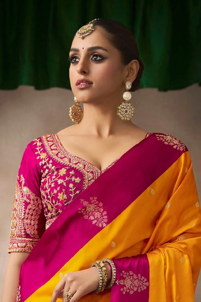 Dazzling Pure Satin Silk Designer Saree for Wedding, and Reception