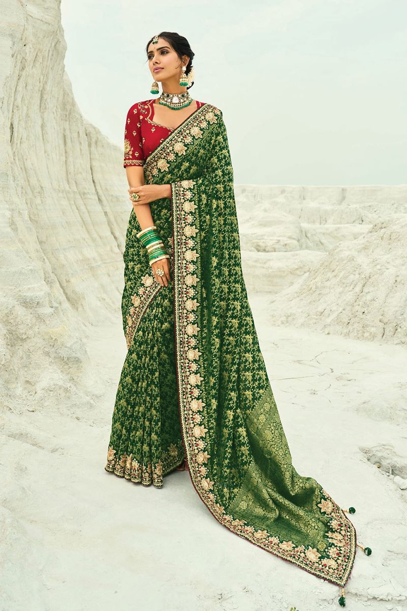 Lovely Pure Georgette Designer Saree for Mehendi, Sangeet, and Parties