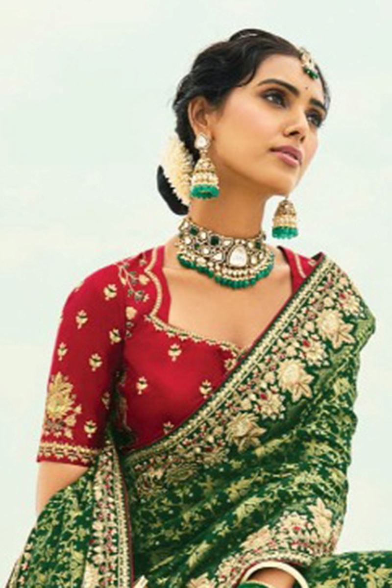 Lovely Pure Georgette Designer Saree for Mehendi, Sangeet, and Parties