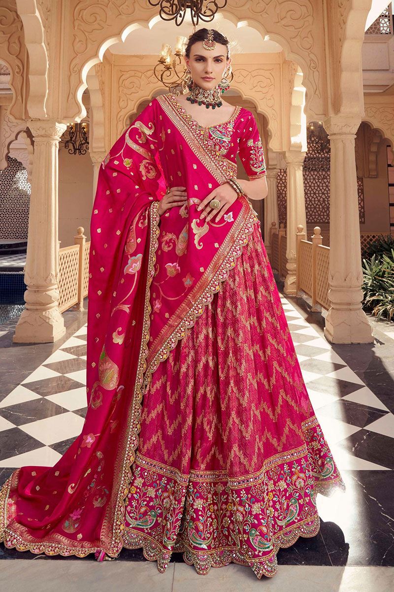 Aesthetic Pink Designer Wedding Lehenga Choli for Wedding and Reception