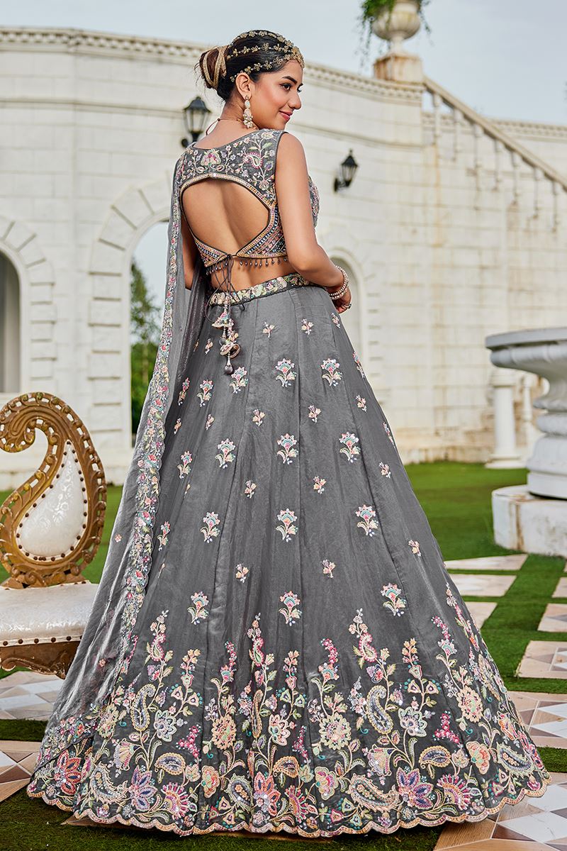 Heavenly Tissue Designer Indo-Western Lehenga Choli for Engagement and Reception
