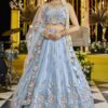 Exuberant Sky Designer Indo-Western Lehenga Choli for Engagement and Reception