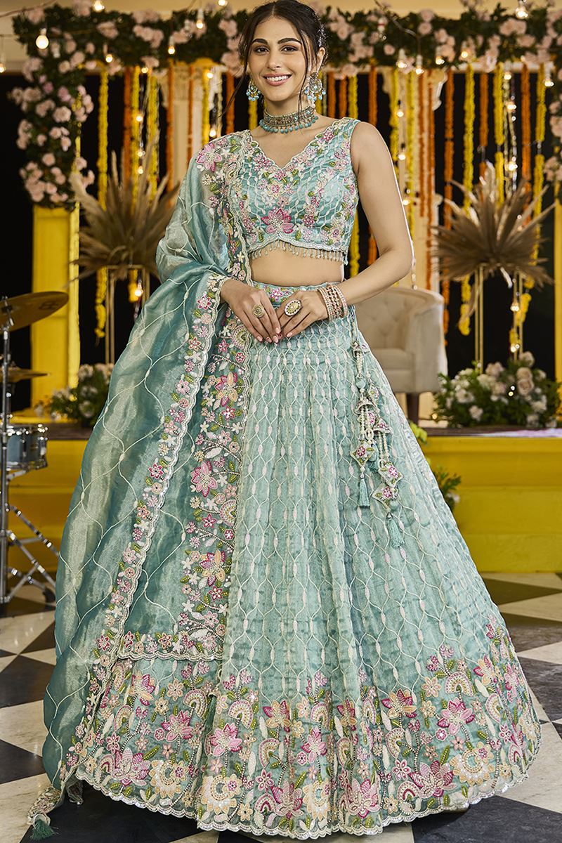 Pretty Satin Silk Designer Indo-Western Lehenga Choli for Engagement and Reception