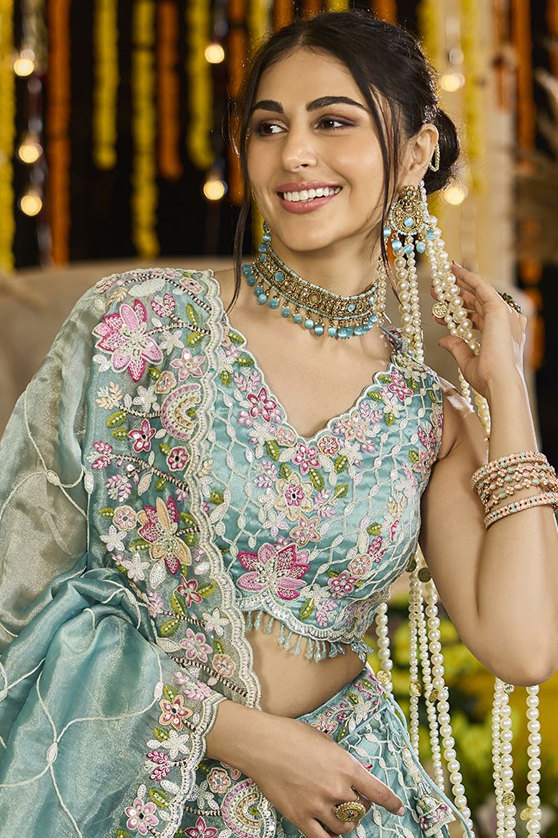 Pretty Satin Silk Designer Indo-Western Lehenga Choli for Engagement and Reception