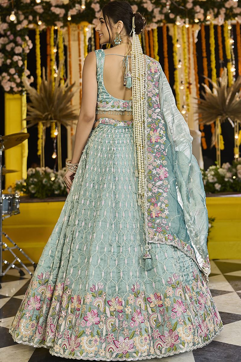 Pretty Satin Silk Designer Indo-Western Lehenga Choli for Engagement and Reception