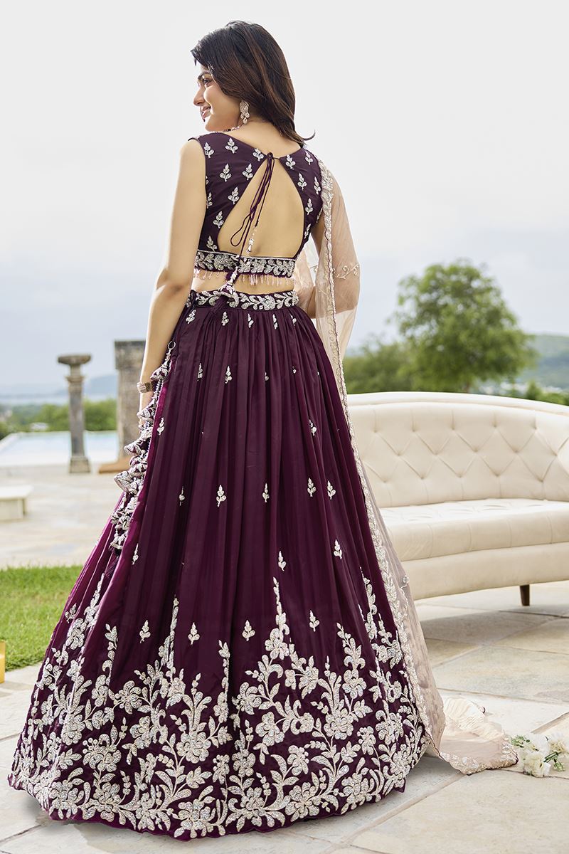 Divine Satin Silk Designer Indo-Western Lehenga Choli for Engagement and Reception