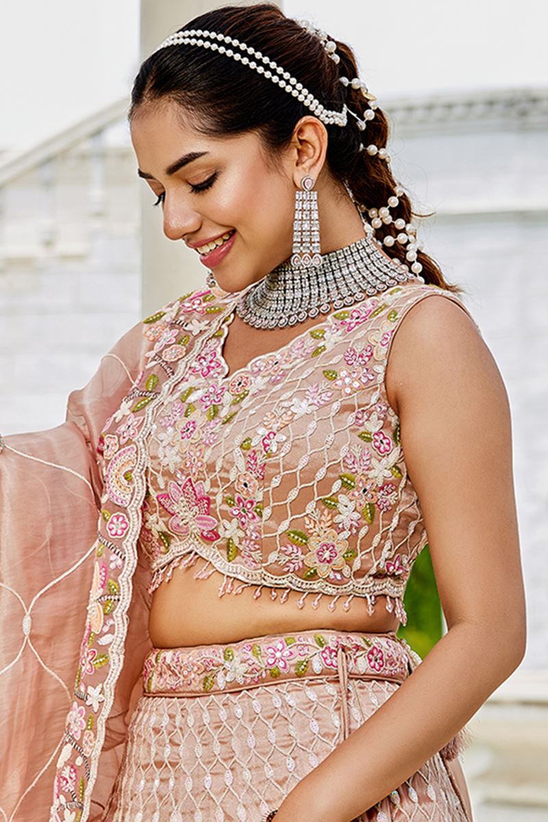 Surreal Satin Silk Designer Indo-Western Lehenga Choli for Engagement and Reception