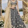 Appealing Satin Silk Designer Indo-Western Lehenga Choli for Engagement and Reception