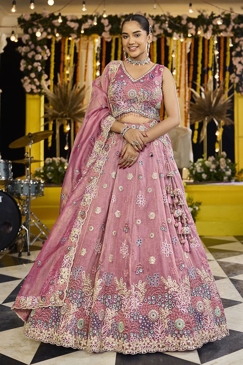 Aesthetic Satin Silk Designer Indo-Western Lehenga Choli for Engagement and Reception