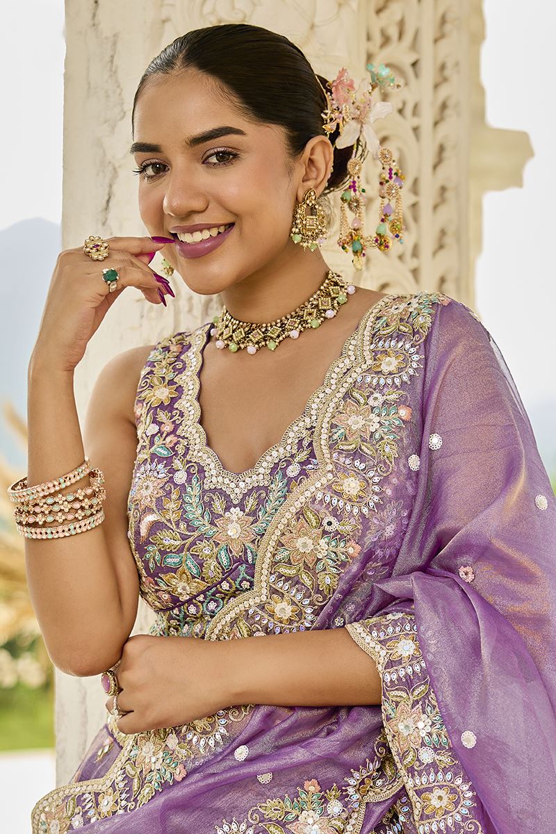 Enticing Satin Silk Designer Indo-Western Lehenga Choli for Engagement and Reception