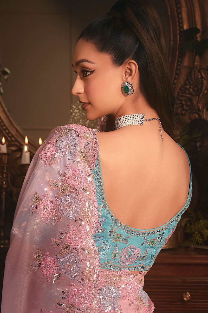 Glorious Tissue Organza Silk Designer Saree for Engagement and Reception