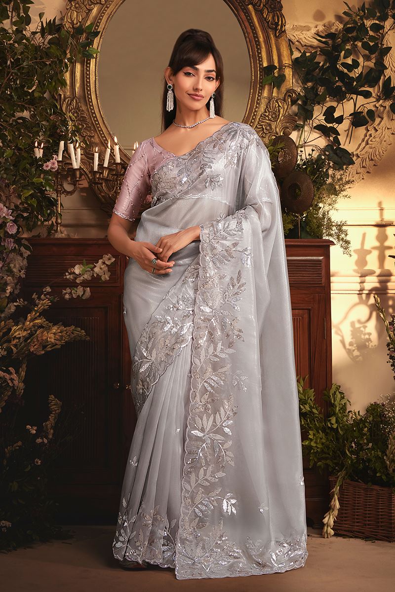 Heavenly Tissue Organza Silk Designer Saree for Engagement and Reception