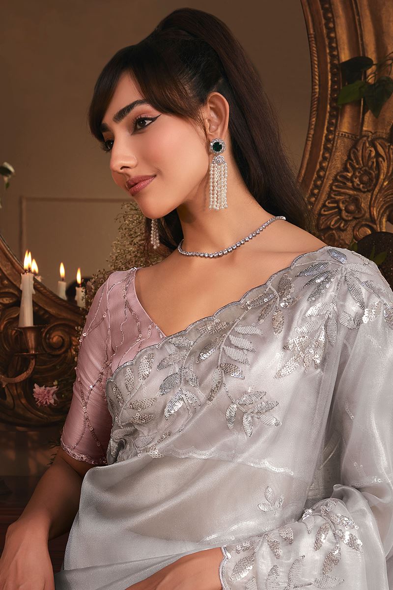 Heavenly Tissue Organza Silk Designer Saree for Engagement and Reception