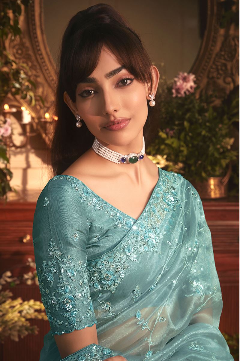 Magnificent Tissue Organza Silk Designer Saree for Engagement and Reception