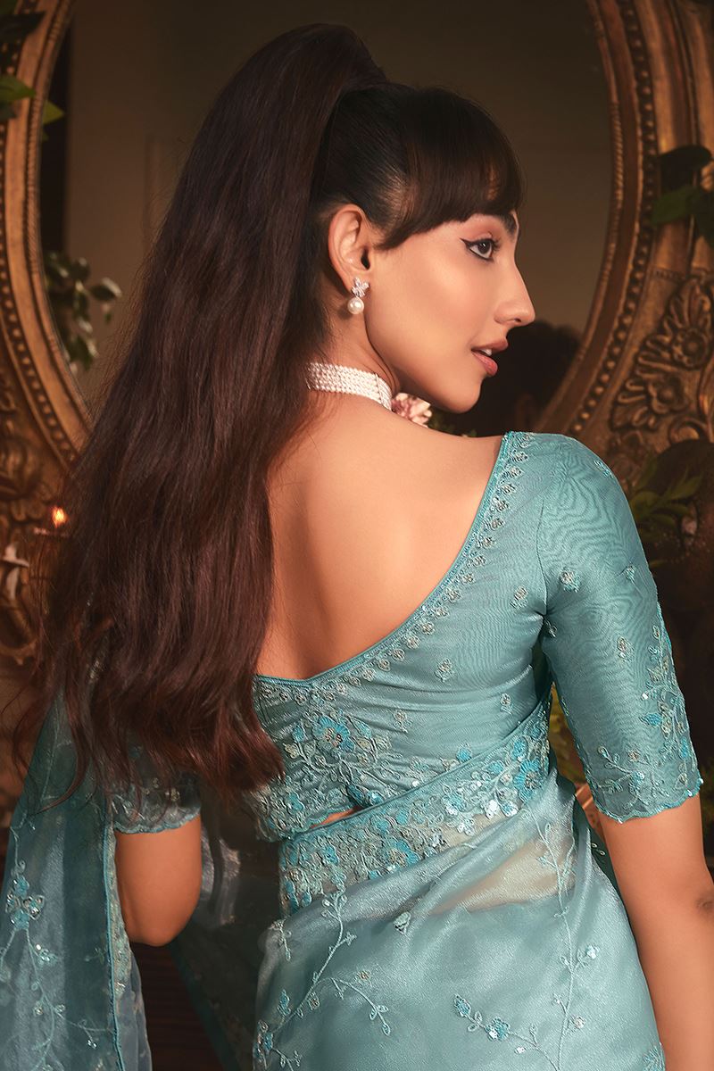 Magnificent Tissue Organza Silk Designer Saree for Engagement and Reception