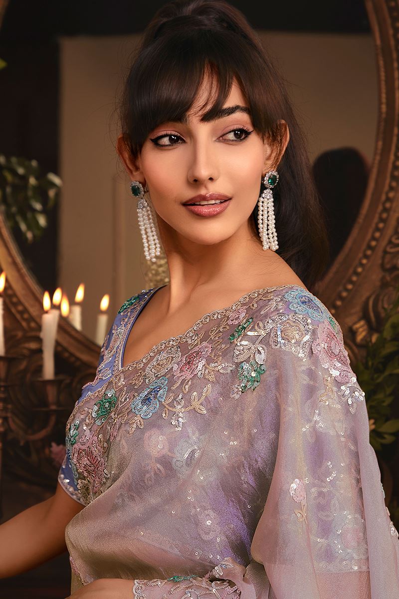 Beautiful Tissue Organza Silk Designer Saree for Engagement and Reception