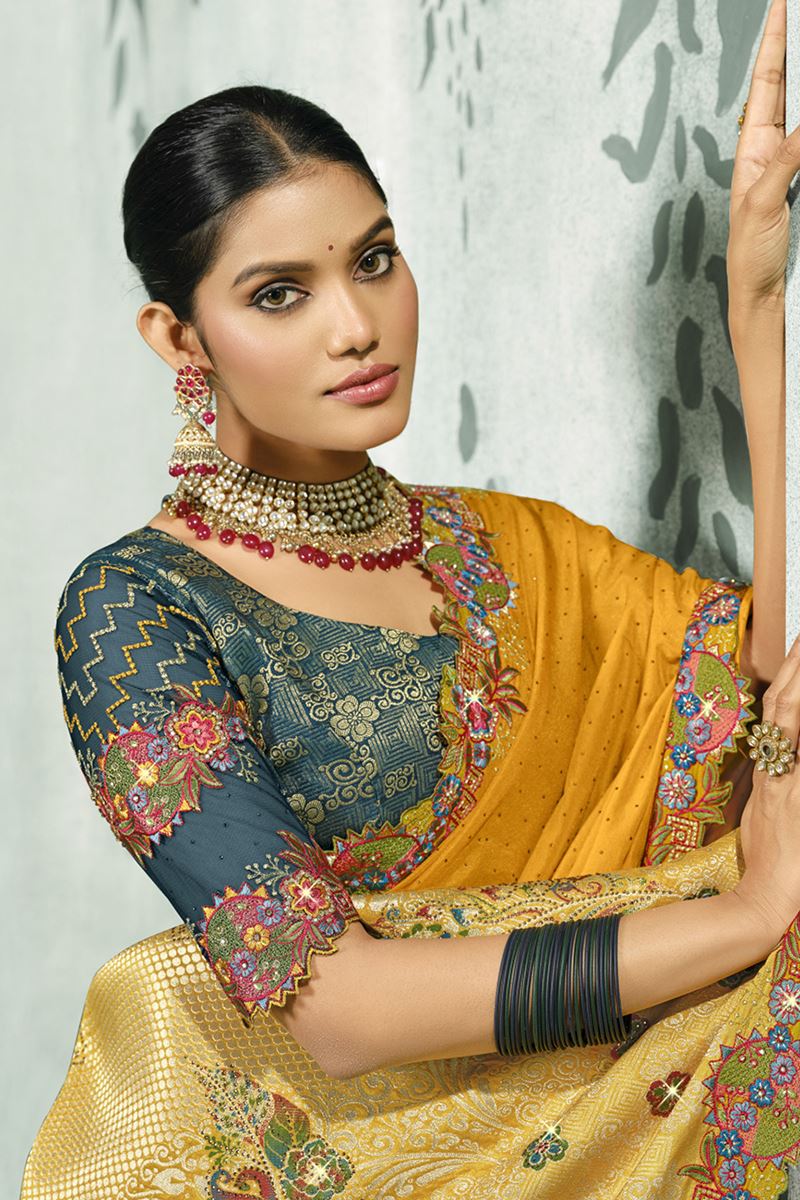 Mesmerizing Silk Designer Saree for Haldi,Wedding, and Reception