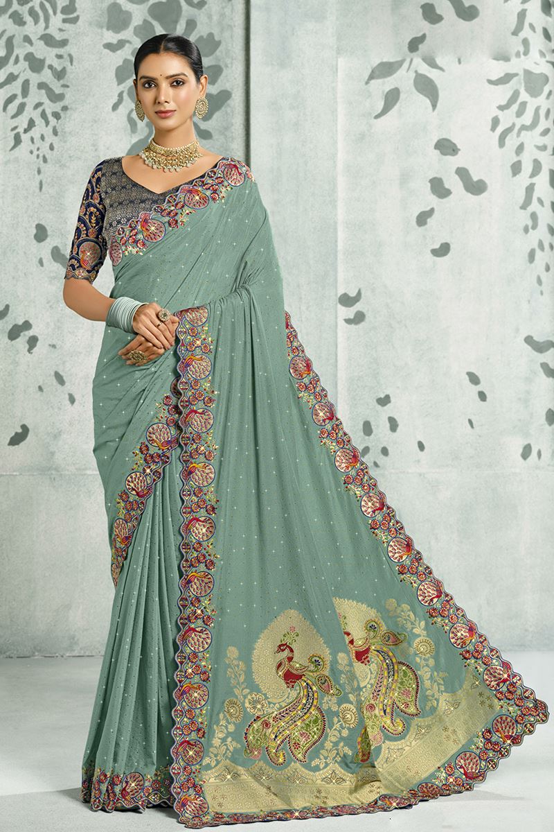 Dazzling Silk Designer Saree for Wedding and Reception
