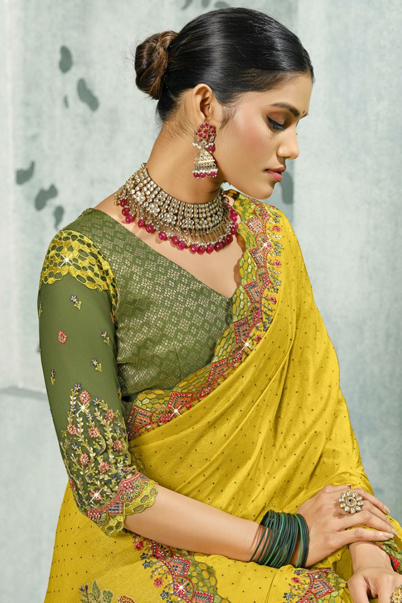 Outstanding Silk Designer Saree for Haldi, Wedding, and Reception