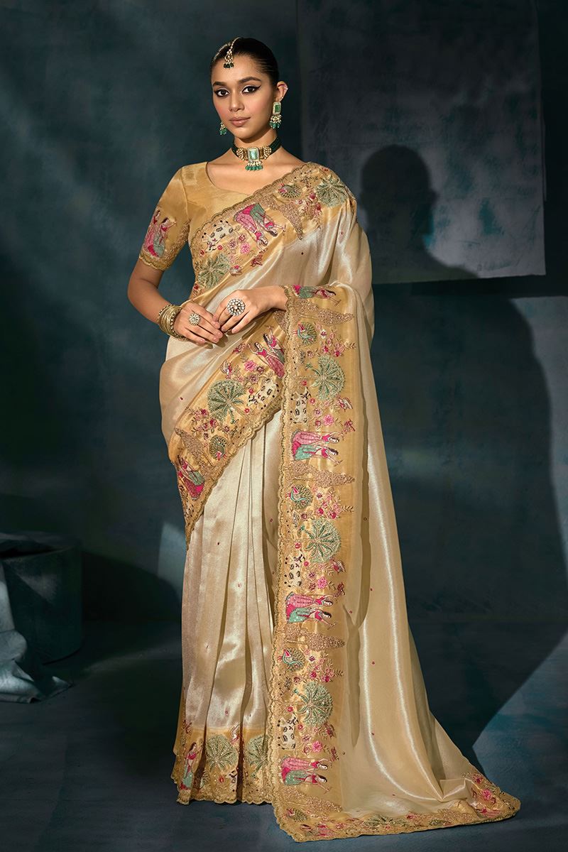 Royal Pure Ziraf Silk Designer Saree for Engagement and Reception