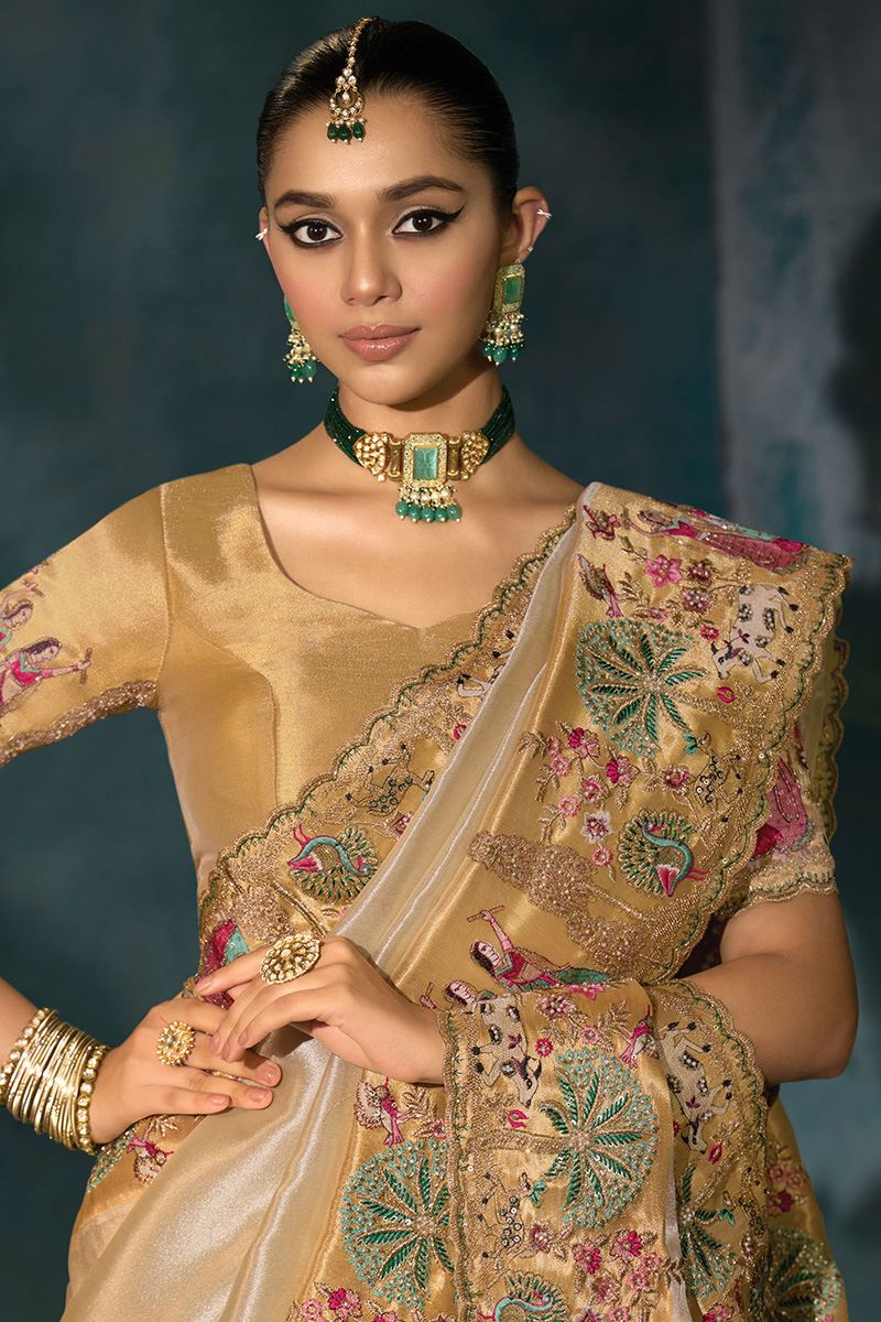 Royal Pure Ziraf Silk Designer Saree for Engagement and Reception