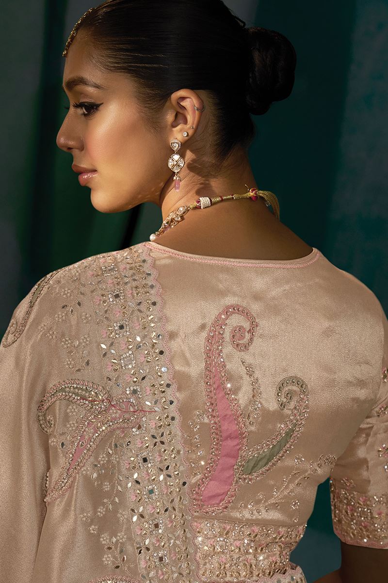 Enticing Pure Ziraf Silk Designer Saree for Engagement and Reception