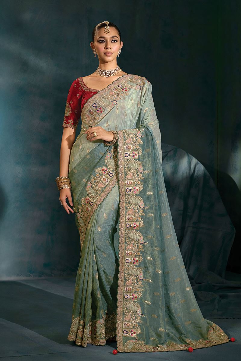 Irresistible Pure Natural Crepe Designer Saree for Engagement and Reception