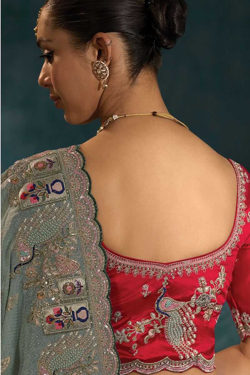 Irresistible Pure Natural Crepe Designer Saree for Engagement and Reception