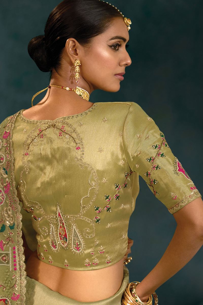 Lovely Pure Ziraf Silk Designer Saree for Mehendi, Engagement, and Reception