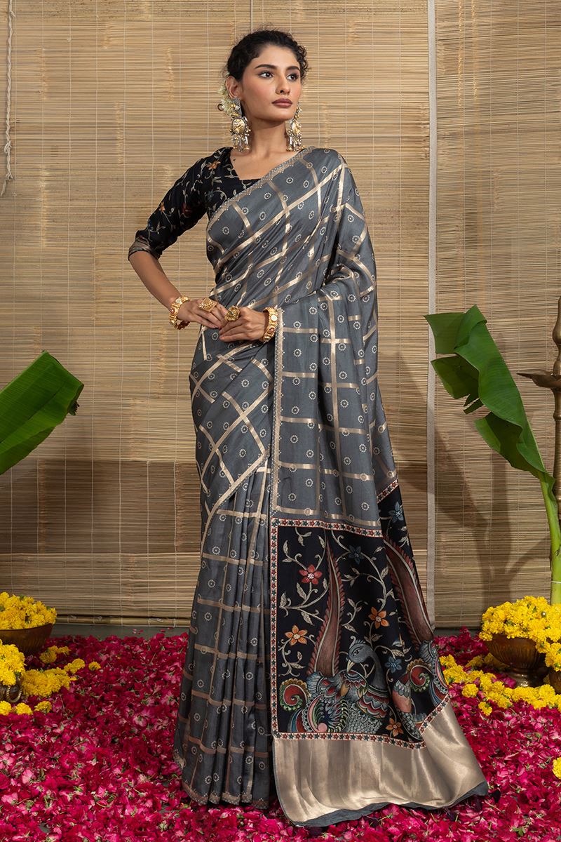 Fascinating Dola Silk Designer Saree for Engagement, Sangeet, and Parties