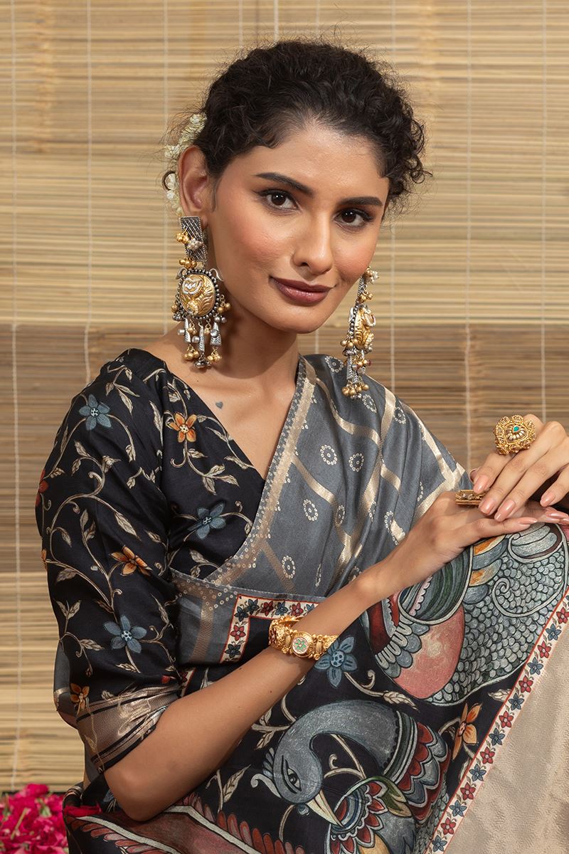 Fascinating Dola Silk Designer Saree for Engagement, Sangeet, and Parties