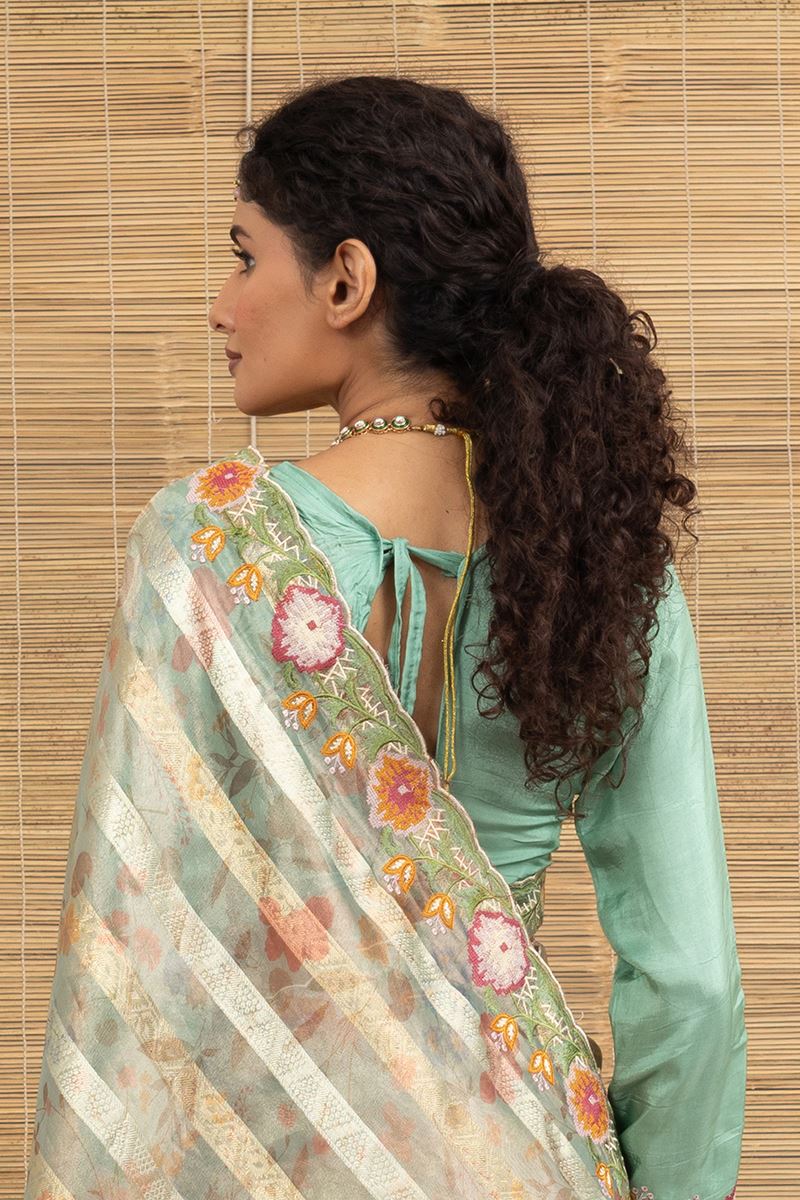 Dazzling Tissue Designer Saree for Engagement and Reception