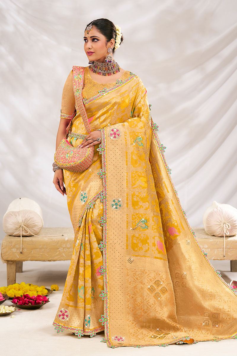 Lovely Silk Designer Saree for Haldi, Wedding, and Reception