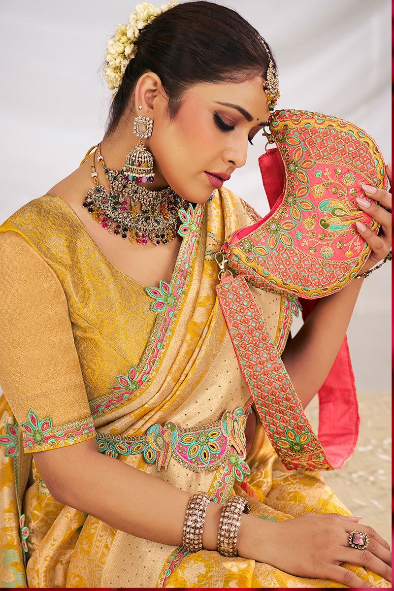 Lovely Silk Designer Saree for Haldi, Wedding, and Reception