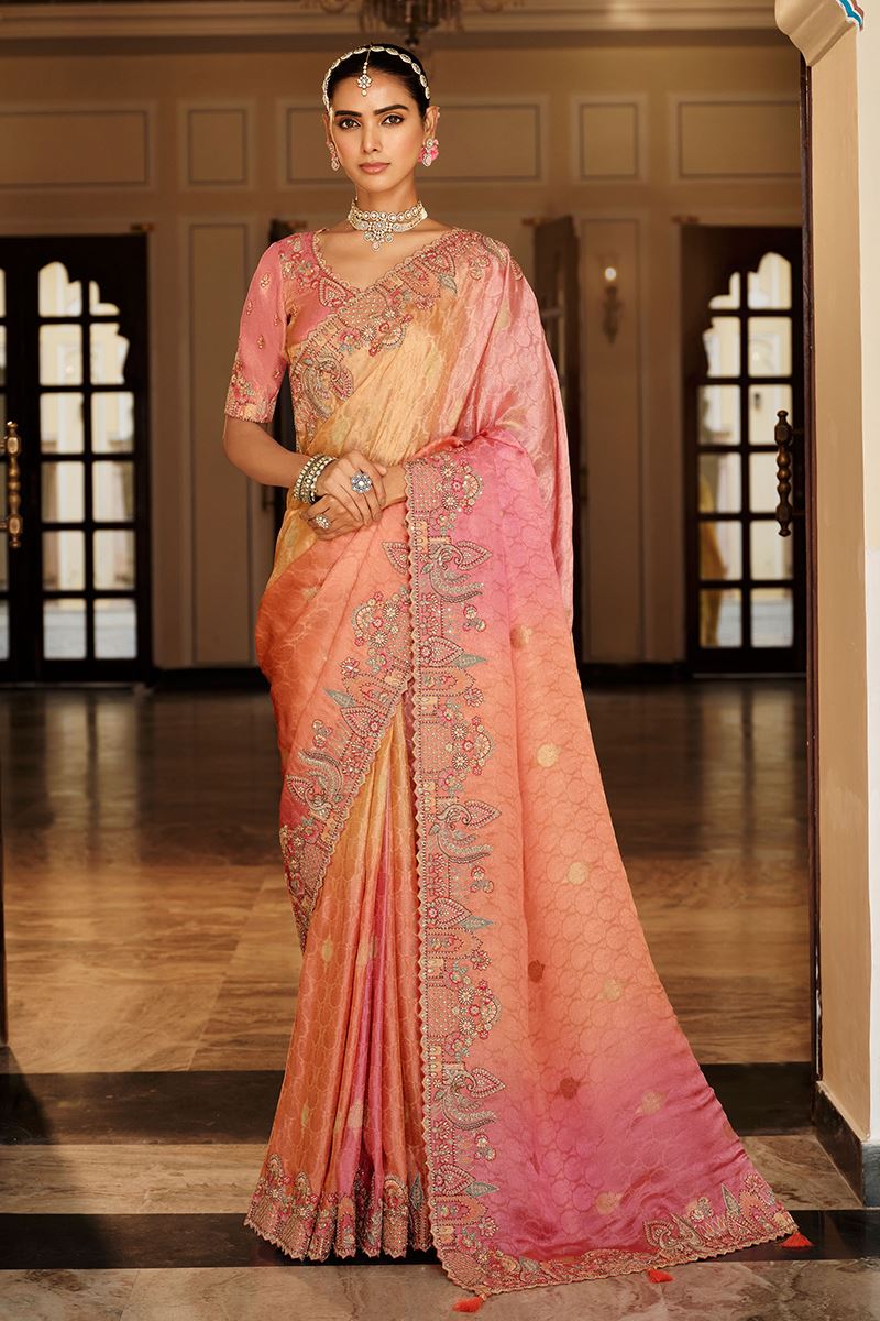 Heavenly Pure Viscose Jacquard Silk Designer Saree for Wedding and Reception