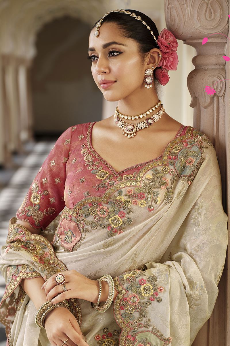 Glamorous Pure Viscose Jacquard Silk Designer Saree for Engagement and Reception