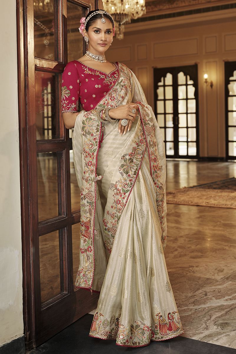 Beautiful Pure Viscose Jacquard Silk Designer Saree for Wedding and Reception