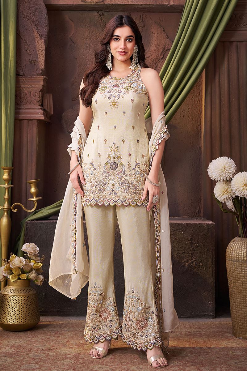 Artistic Designer Palazzo Suit for Engagement and Reception