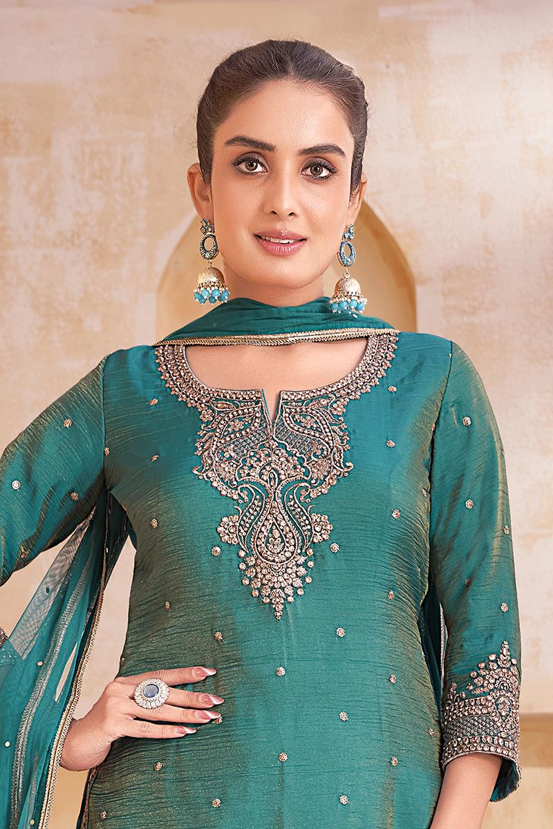 Alluring Net Designer Sharara Suit for Engagement, Wedding, and Reception