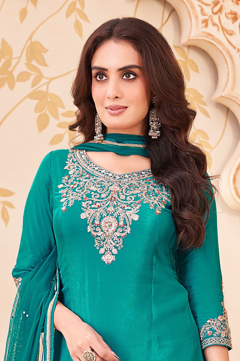 Glorious Designer Palazzo Suit for Engagement, Wedding, and Reception