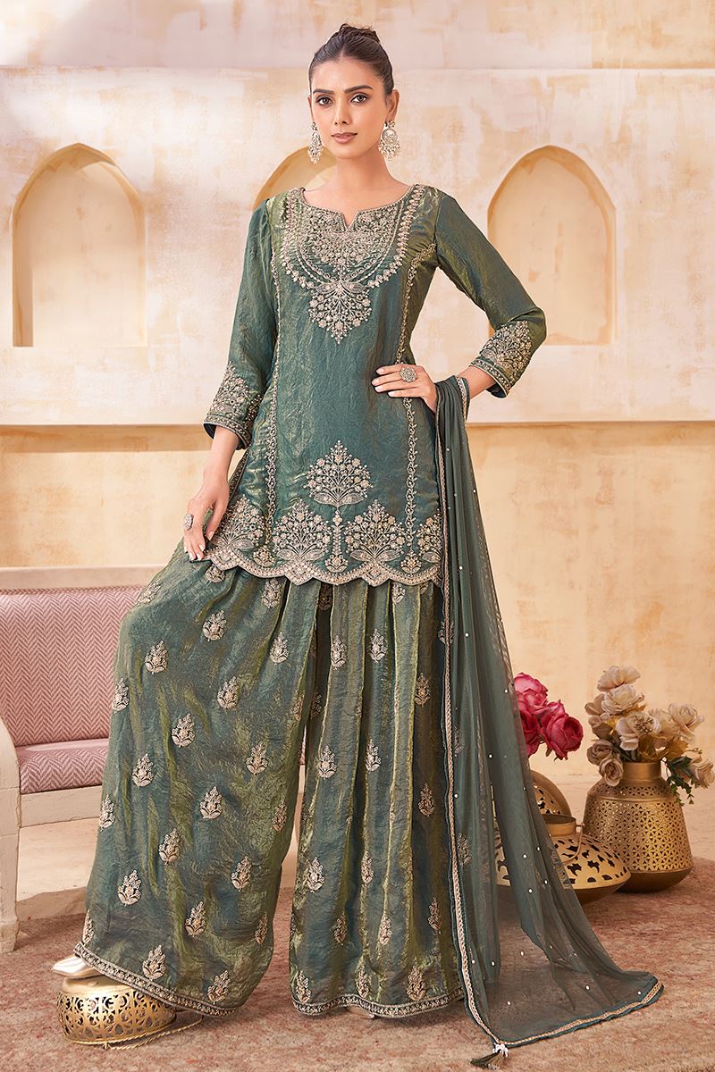 Stunning Designer Palazzo Suit for Mehendi, Wedding, and Reception