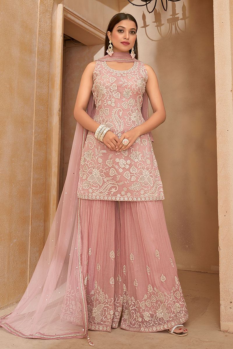 Ethnic Designer Palazzo Suit for Engagement and Reception
