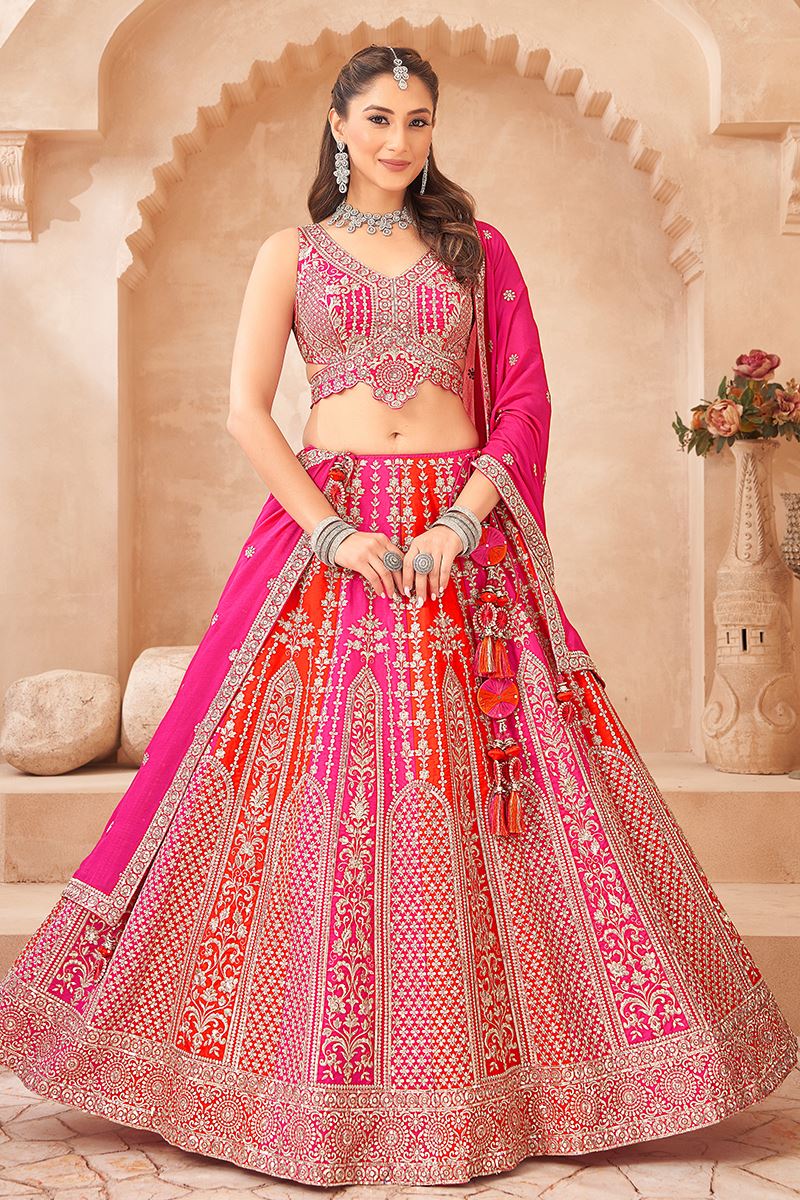 Glamorous Silk Designer Indo-Western Lehenga Choli for Wedding and Reception