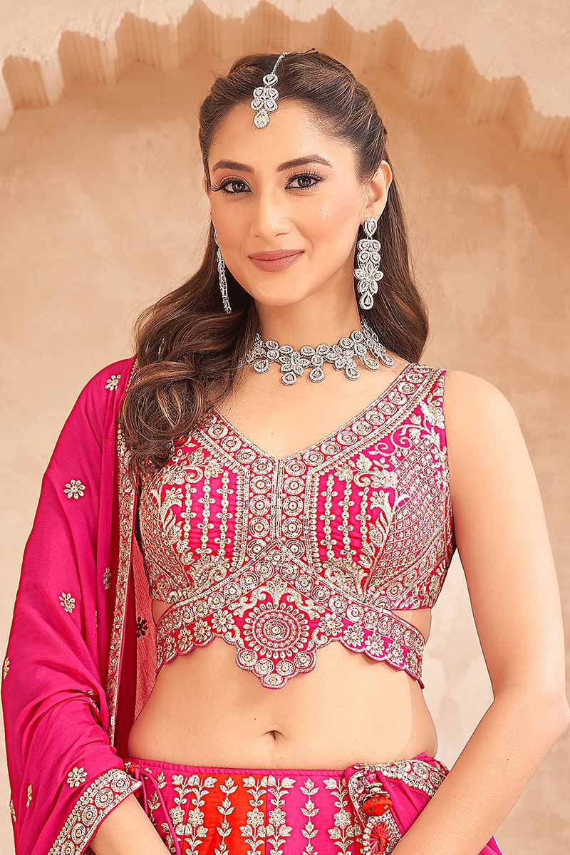 Glamorous Silk Designer Indo-Western Lehenga Choli for Wedding and Reception