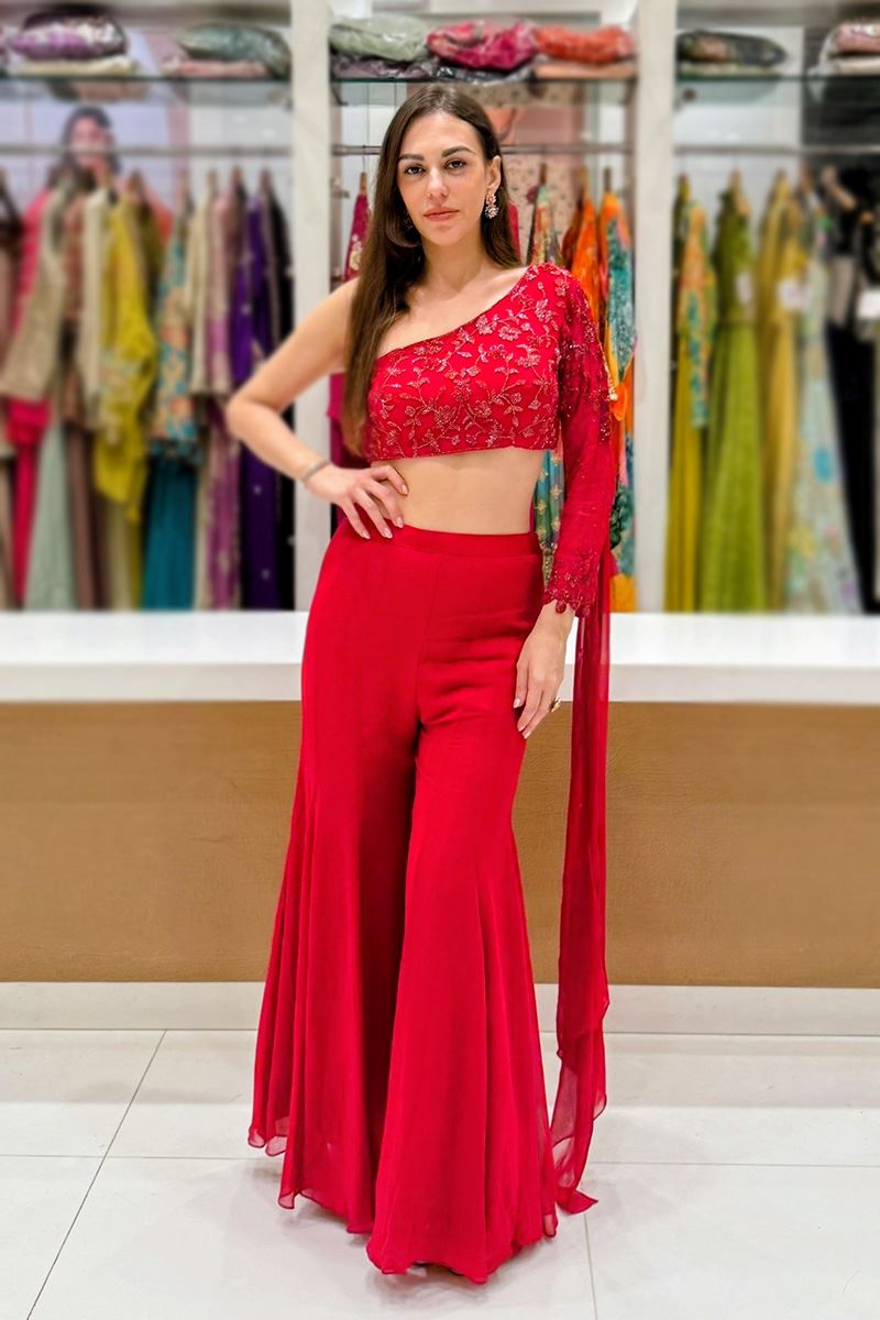 Glorious Net Designer Palazzo Suit for Engagement, Sangeet, and Parties