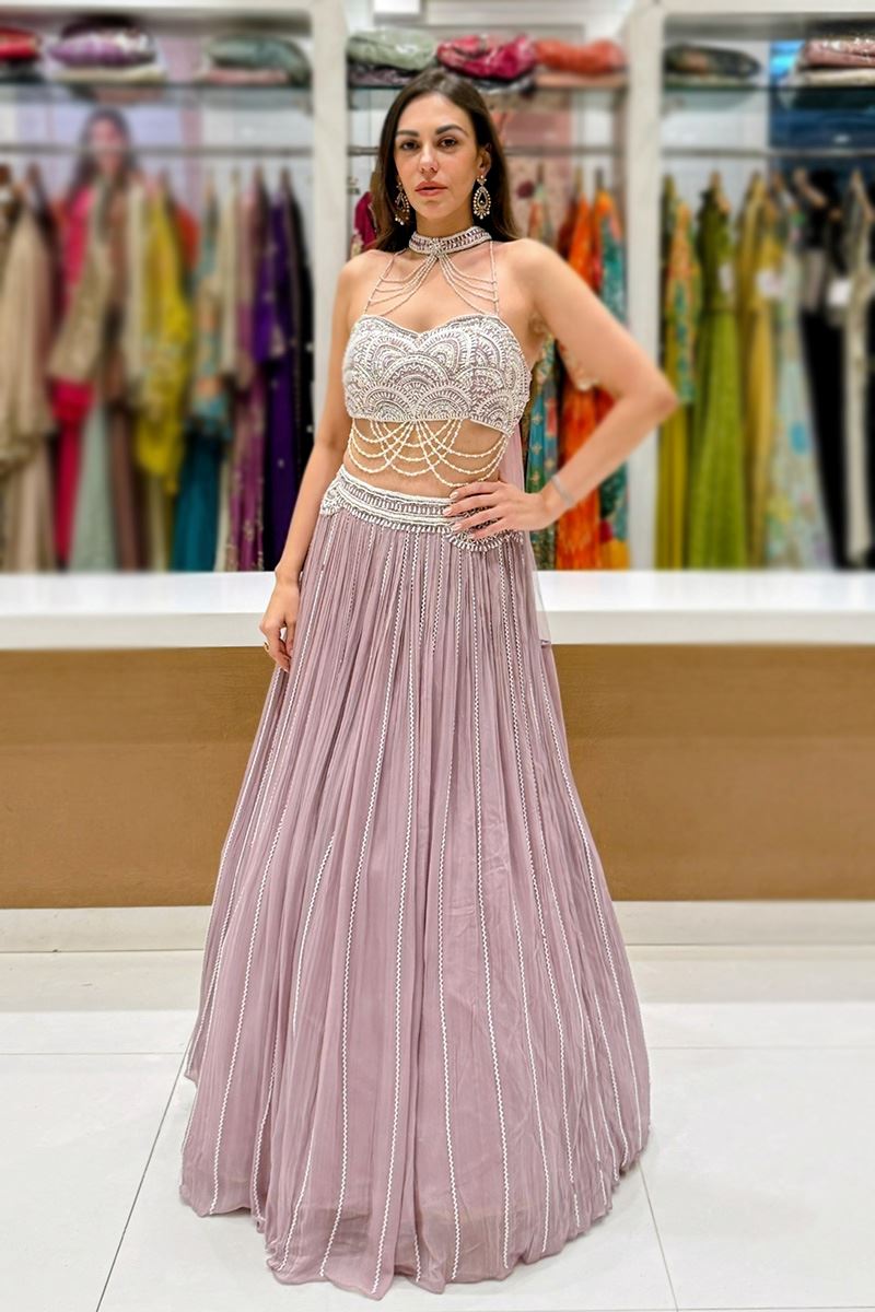 Beautiful Net Designer Indo-Western Lehenga Choli for Engagement and Reception