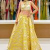 Magnificent Jacquard Designer Indo-Western Lehenga Choli for Engagement, Reception, and Haldi
