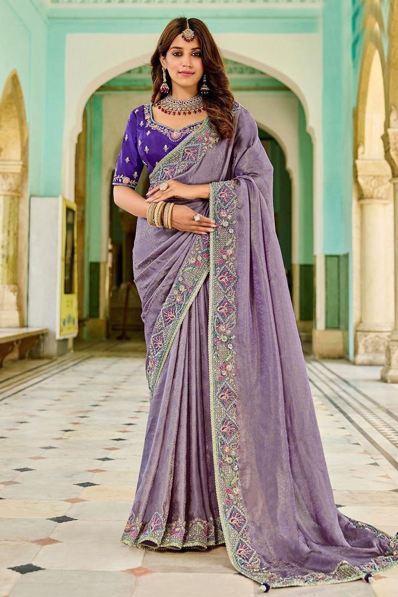 Amazing Viscose Satin Tissue Designer Saree for Engagement, Wedding, and Reception
